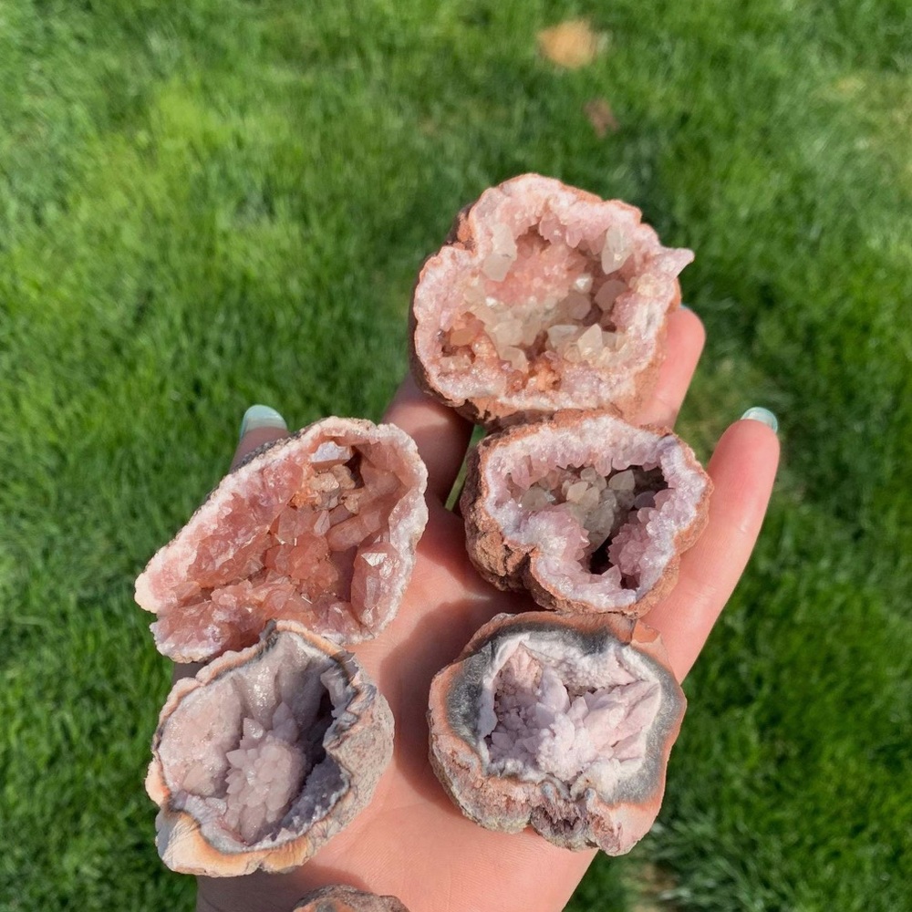 Pink Amethyst Geode with Calcite